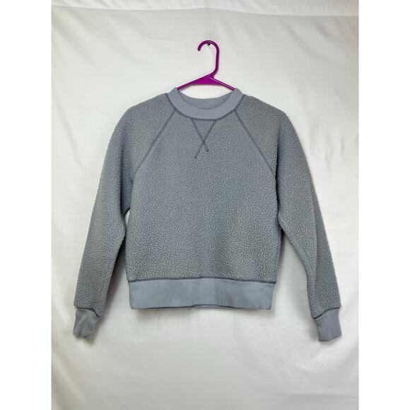 Everlane Tops - Everlane Women's Size XS Light Blue Sherpa Long Sleeve Renew Sweatshirt